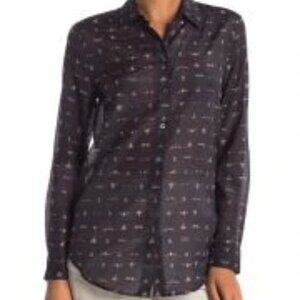 Equipment Essential Size XS Long Sleeves Beetle Print Blouse
